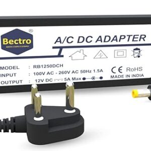 12 Volt 5 Amps 60 Watt Switch Mode Power Supply/Adapter,Ac To Dc Converter Compatible For Battery Charger,Cctv Camera & Other Electronic Devices,Black
