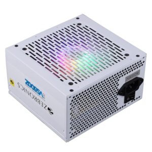 VS500Z 500W Premium Power Supply with Silent 120mm RGB Fan, Long Flat Cables, PCIe x 1, SATA x 4, 12V 32A (Max.), Over Voltage/Over Current/Short Circuit Protection (White)