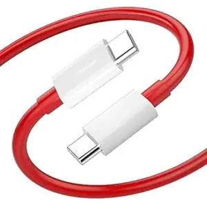 65W Warp Charge Type-C to Type-C Cable, 6.5A Fast Charging & Data Sync Cord Compatible with OnePlus 8T/9/9 Pro/9R/9RT/10R/Nord and All Type-C Devices – Supports PD 3.0 & QC 3.0 – Red, 1 Meter