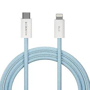 27W Type-C to Lightning 8 Pin Nylon Braided Cable, 27W Fast Charging, 480Mbps High Speed Data Transfer & Durable Tangle Free Design, Compatible with iPhone, iPad, iMac, AirPods, 1.2M (Blue)